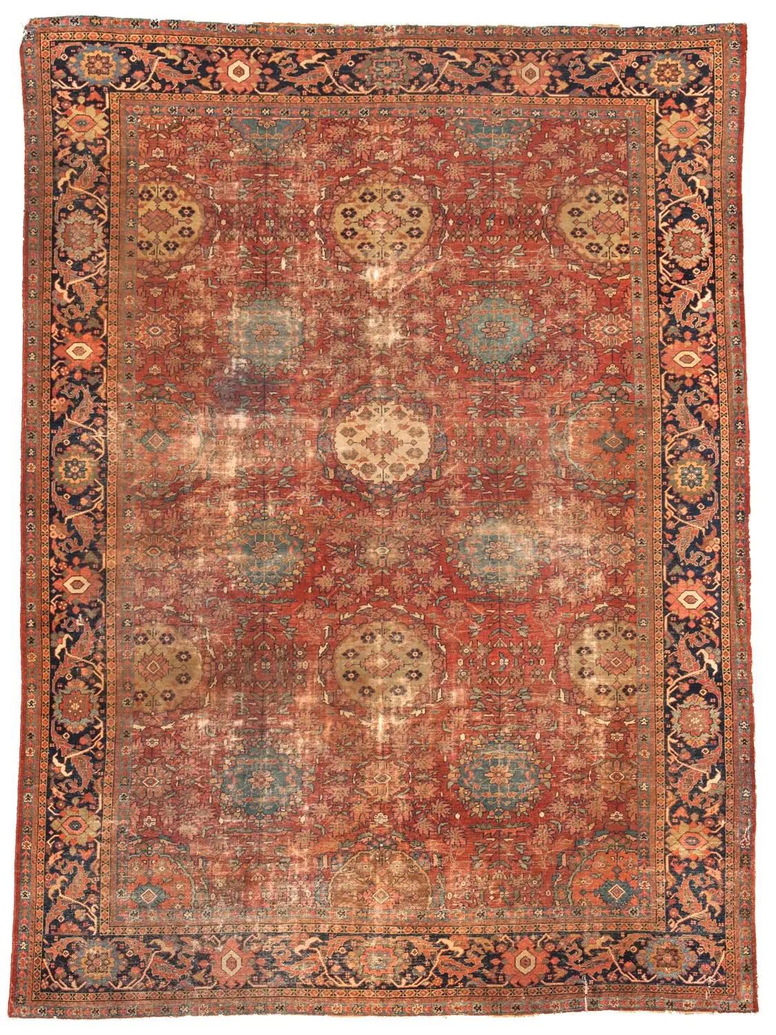 Antique Ziegler Mahal rug texture and wool detail