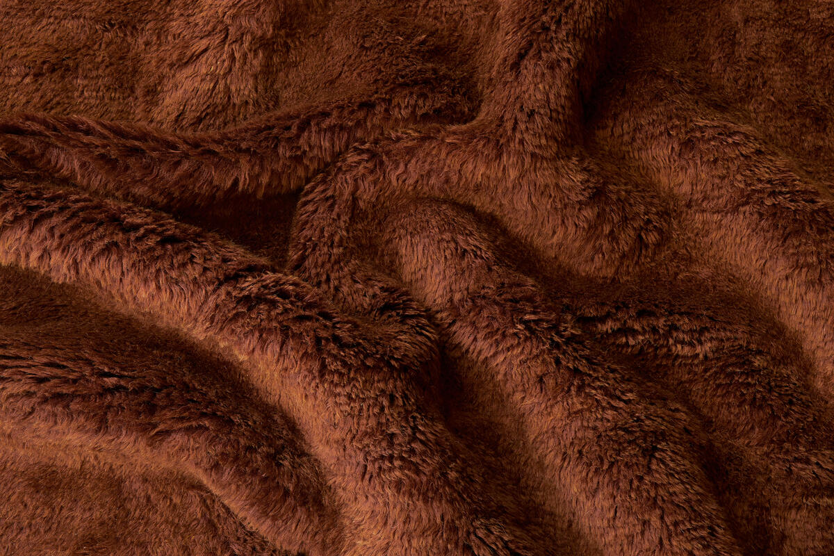 textured mohair cushion - rust | WOVEN